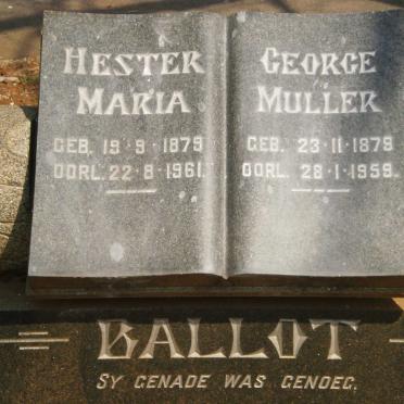 BALLOT George Muller 1879-1958 &amp; Hester Maria 1879-1961