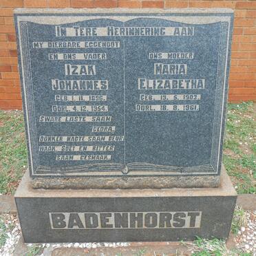 BADENHORST Izak Johannes 1896-1954 &amp; Maria Elizabeth 1903-1961 