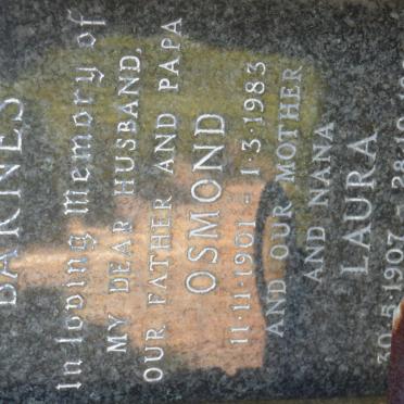 BARNES Osmond 1901-1983 &amp; Laura 1907-1985