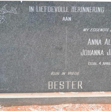 BESTER Anna Aletta Johanna nee JOUBERT -1967