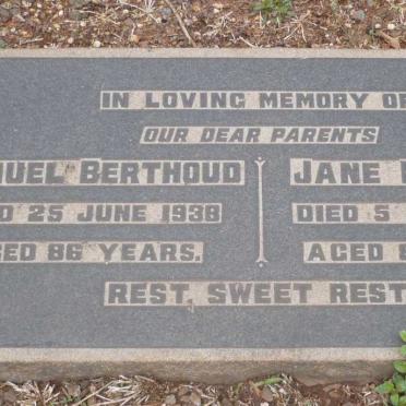BERTHOUD Samuel -1938 &amp; Jane -1944