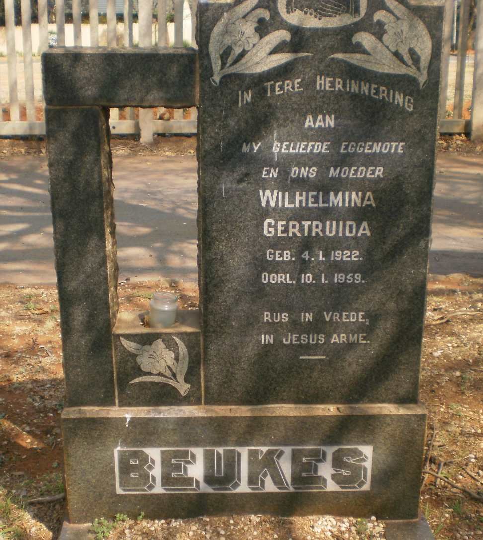 BEUKES Wilhelmina Gertruida 1922-1959