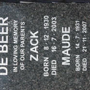BEER Zack, de 1930-2003 &amp; Maude 1931-2007