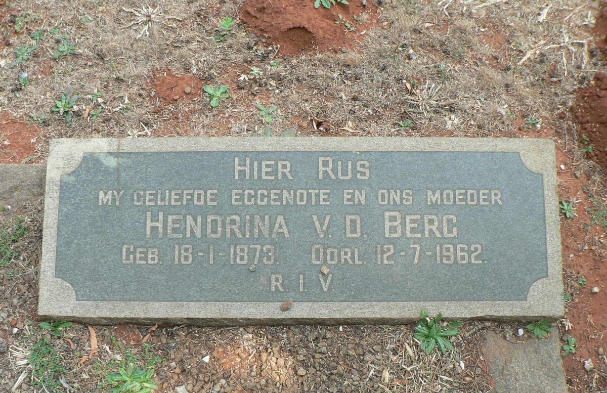 BERG Hendrina, v.d. 1873-1962