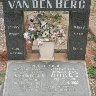 BERG Johannes W.H., van den 1912-1966 &amp; Aletta G.C. 1918-2003