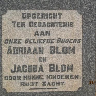 BLOM Adriaan &amp; Jacoba