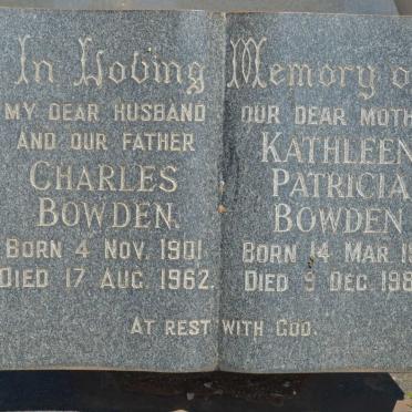 BOWDEN Charles 1901-1962 &amp; Kathleen Patricia 1911-1985