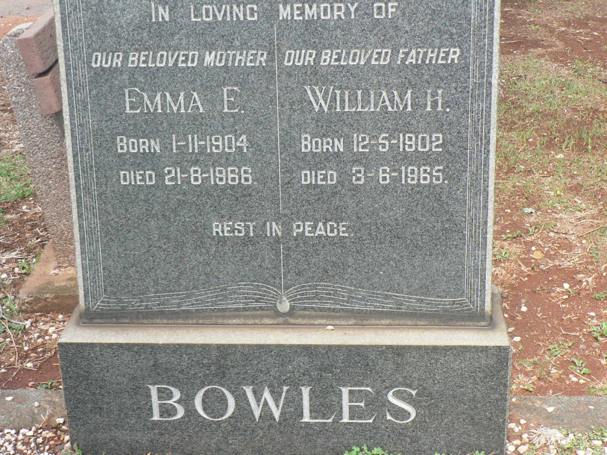 BOWLES William H. 1902-1965 &amp; Emma E. 1904-1966
