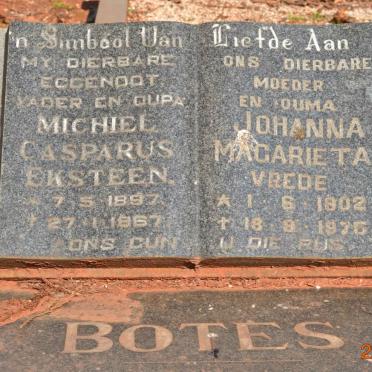BOTES Michiel Casparus Eksteen 1897-1967 &amp; Johanna Magarieta Vrede 1902-1976