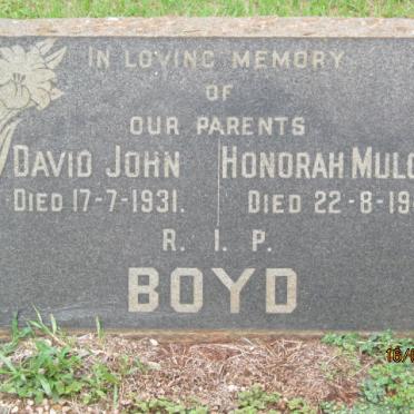 BOYD David John -1931 &amp; Honorah Mulcahy -1944