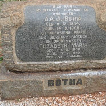 BOTHA A.A.J. 1904-1956 & Elizabeth Maria 1906-19?0