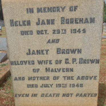 BROWN Janet -1948 :: BOREHAM Helen Jane -1945