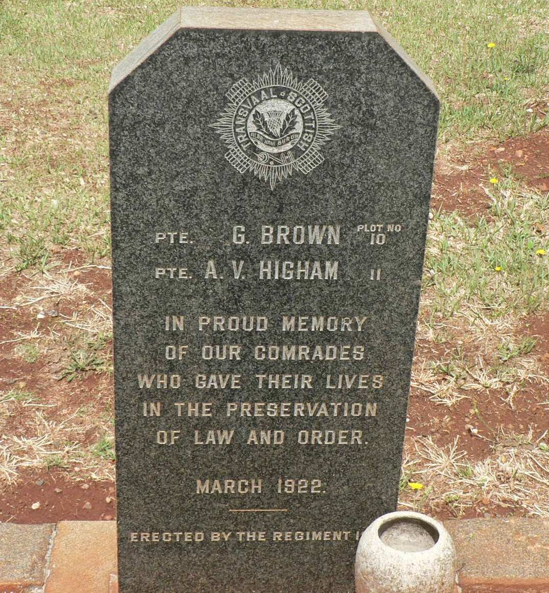 BROWN G. -1922 :: HIGHAM A.V. -1922