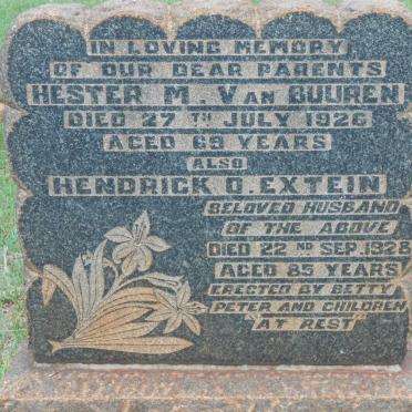BUUREN Hendrick O. Extein, van -1928 &amp; Hester M. -1926
