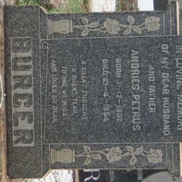 BURGER Andries Petrus 1902-1954