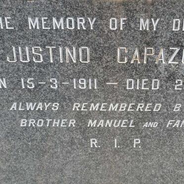 CAPAZORIO Justino 1911-1960 :: MORGADINHO Jusrino :: CAPAZARIO Mary 1924-2004 :: CAPAZORIO Jose 1949-1991