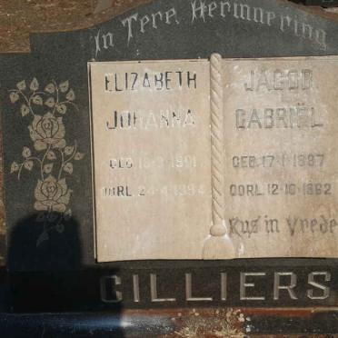 CILLIERS Jacob Gabriël 1887-1962 &amp; Elizabeth Johanna 1901-1994