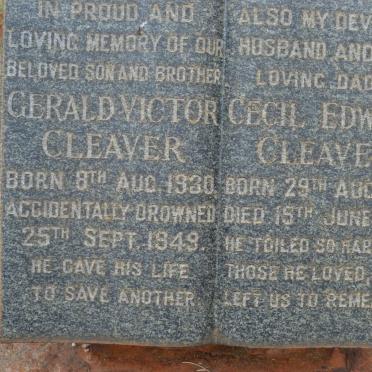 CLEAVER Cecil Edward 1890-1950 :: CLEAVER Gerald Victor 1930-1949