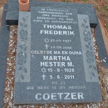 COETZER Thomas Frederik 1927-2006 &amp; Martha Hester M. 1928-2011