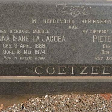 COETZEE Pieter Jacobus 1883-1961 &amp; Susanna Isabella Jacoba 1889-1974