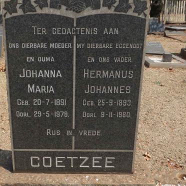 COETZEE Hermanus Johannes 1893-1960 &amp; Johanna Maria 1891-1978