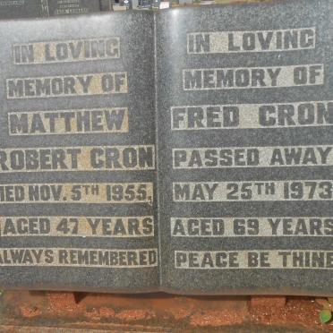 CRON Matthew Robert 1872-1963 :: CRON Fred -1973 :: CRON Matthew Robert -1955