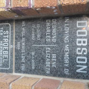 DOBSON Desmond Charles 1917-1992 &amp; Irene Elizabeth -2009 :: STROEBEL Jan Gerhardus 1921-