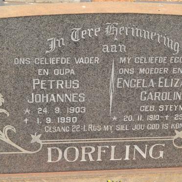 DORFLING Petrus Johannes 1903-1990 &amp; Engela Elizabeth Carolina STEYN 1910-1976