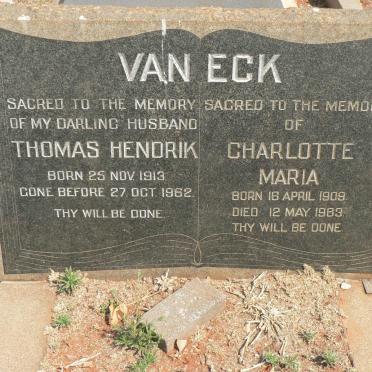 ECK Thomas Hendrik 1913-1962 &amp; Charlotte Maria 1909-1983