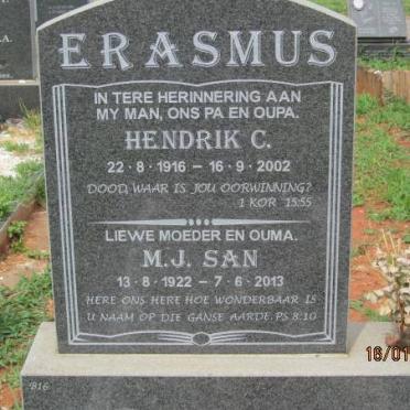 ERASMUS Hendrik C. 1916-2002 &amp; M.J. 1922-2013