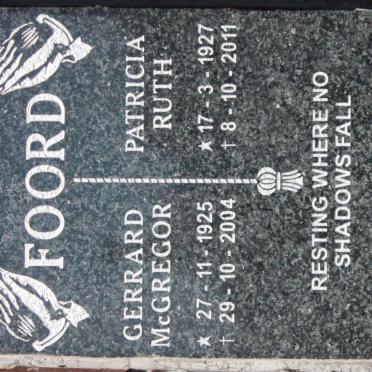 FOORD Gerrard McGregor 1925-2004 &amp; Patricia Ruth 1927-2011