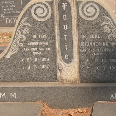 FOURIE Andries Ockert 1906-1969 &amp; Gesina M.M. 1909-1987