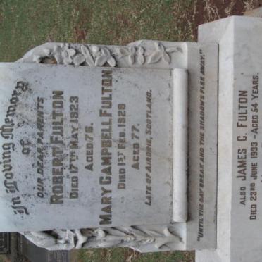 FULTON Robert -1923 &amp; Mary Campbell -1929 :: FULTON James C -1933 :: FULTON Mary -1951