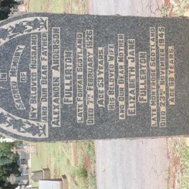 FULLERTON Alexander Anderson -1926 &amp; Elizabeth Jane -1945 :: FULLERTON Elizabeth Jane -1987