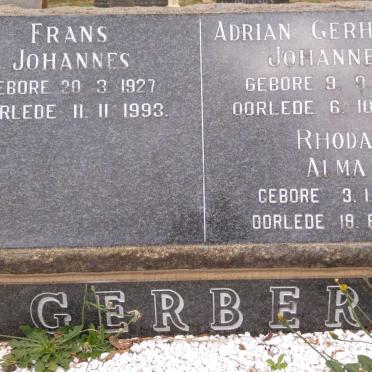 GERBER Adrian Gerhardus Johannes 1904-1956 &amp; Rhoda Alma 1908-1997 :: GERBER Frans Johannes 1927-1993 