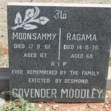 GOVENDER Moonsamy -1961 &amp; Ragama MOODLEY -1976