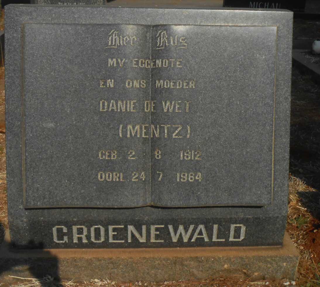 GROENEWALD Danie De Wet nee MENTZ 1912-1964