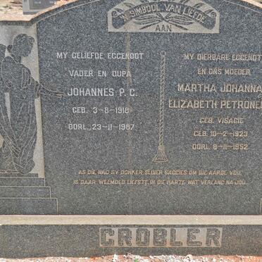 GROBLER Johannes P.C. 1918-1987 &amp; Martha Johanna Elizabeth Petronella VISAGIE 1923-1952