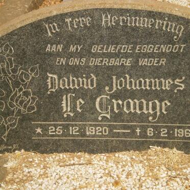 GRANGE Dawid Johannes, le 1920-1964
