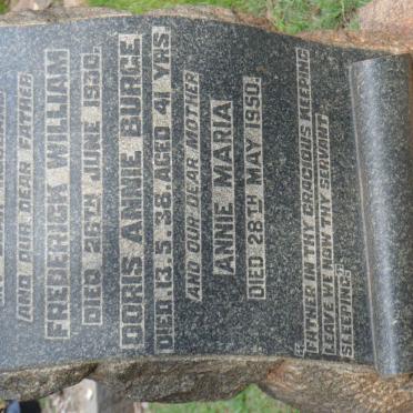 GLULOW Frederick William -1930 :: BURGE Doris Annie -1938 :: GLULOW Annie Maria -1950