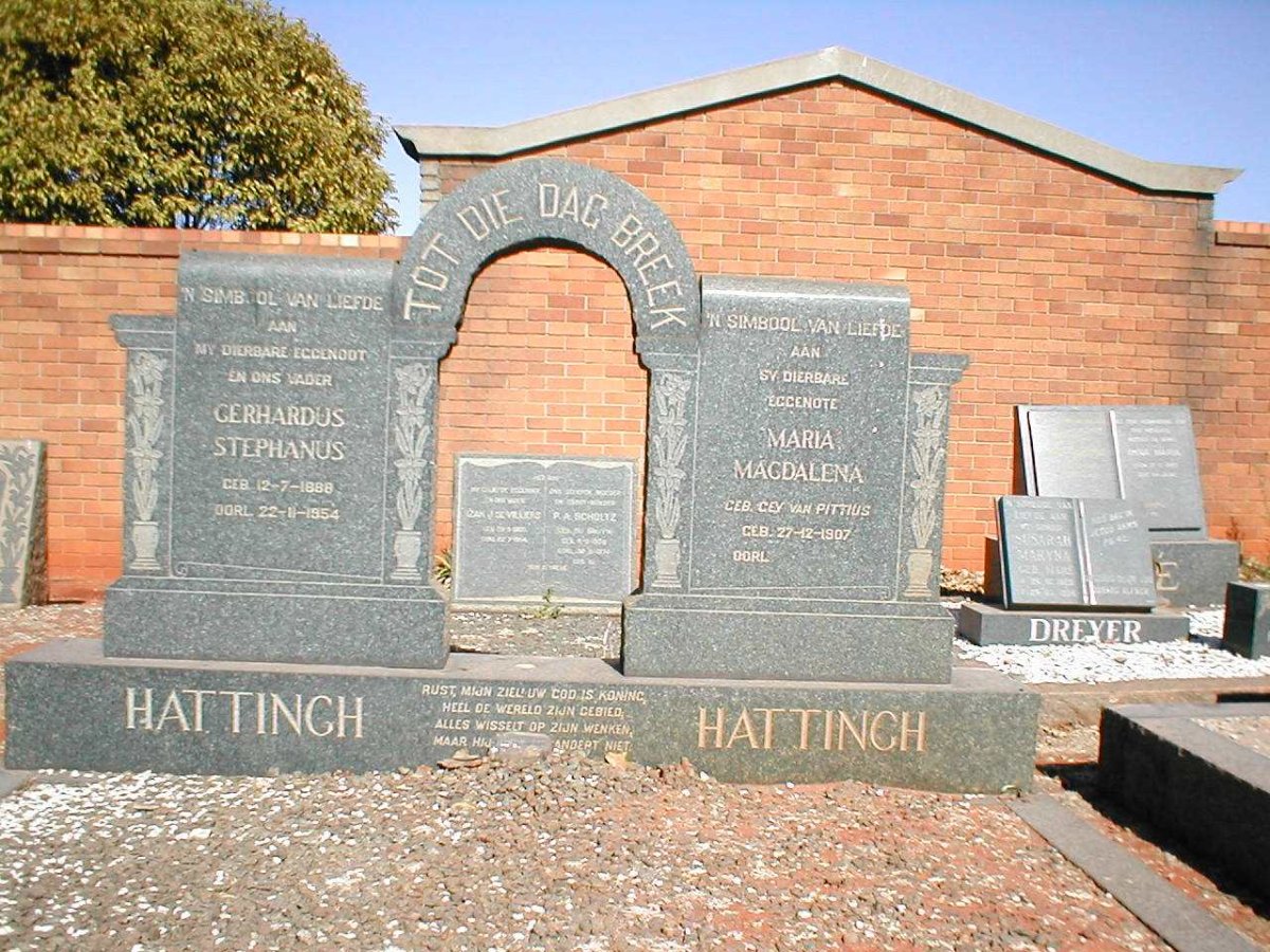 HATTINGH Gerhardus Stephanus 1880-1954 &amp; Maria Magdalena VAN PITTIUS  1907-