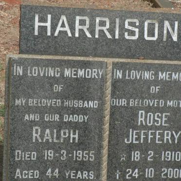 HARRISON Ralph -1955 &amp; Rose Jeffery 1910-2000