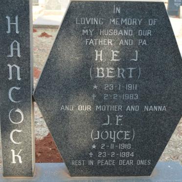 HANCOCK H.E.J. 1911-1983 &amp; J.F. 1918-1984