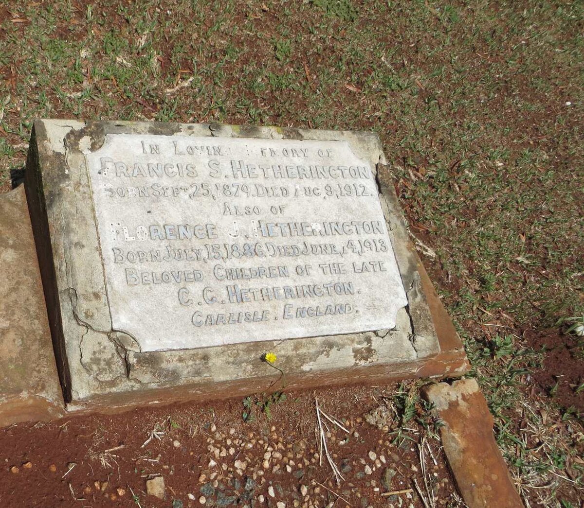HETHERINGTON Francis S. 1879-1912 :: HETHERINGTON Florence J. 1886-1913