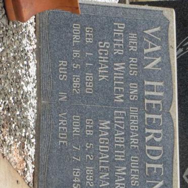 HEERDEN Pieter Willem Schalk, van  1890-1962 &amp; Elizabetha Maria Magdalena 1892-1945