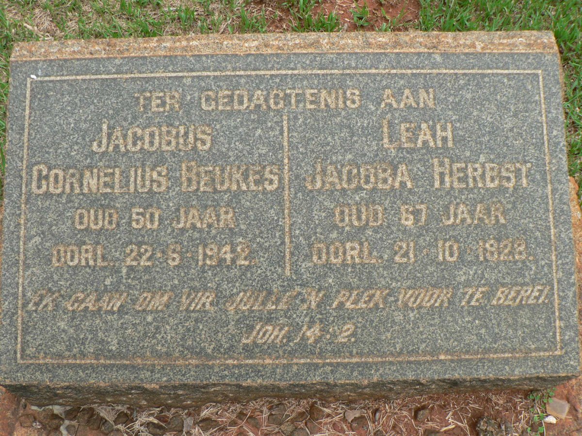 HERBST Leah Jacoba -1928 :: BEUKES Jacobus Cornelius -1942