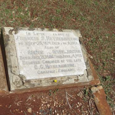 HETHERINGTON Francis S. 1879-1912 :: HETHERINGTON Florence J. 1886-1913