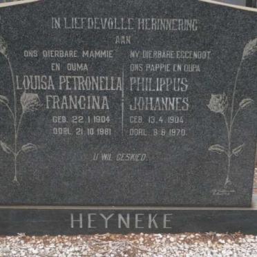 HEYNEKE Philippus Johannes 1904-1970 &amp; Louisa Petronella Francina 1904-1981