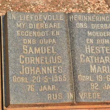 HOLLIDAY Samuel Cornelius Johannes -1965 &amp; Hester Catharina Maria -1984