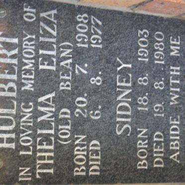HULBERT Sidney 1903-1980 &amp; Thelma Eliza 1908-1977
